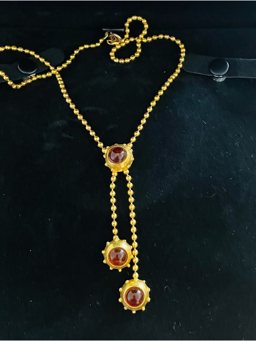 Premier Designs Gold-Tone Necklace with Deep Red Stones